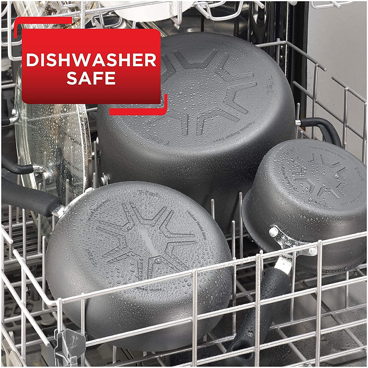 T-Fal oven-safe up to 400°F allows flexible cooking options.