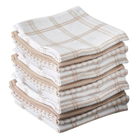 T-Fal premium waffle dish cloths 12-pack; absorbent weave for quick drying.