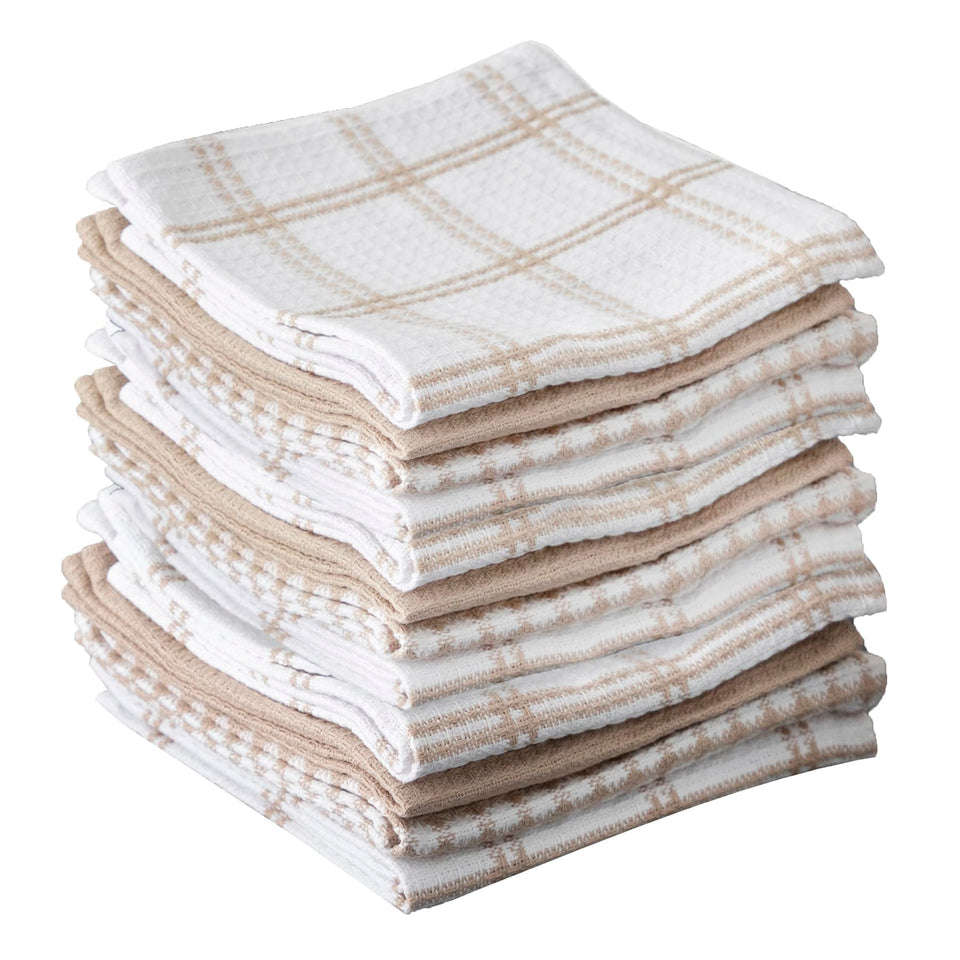 T-Fal premium waffle dish cloths 12-pack; absorbent weave for quick drying.