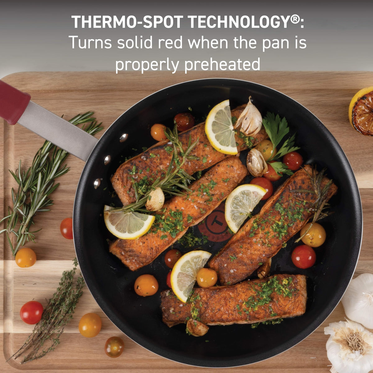 T-Fal VX3 recycled aluminum body delivers even heat across the surface.