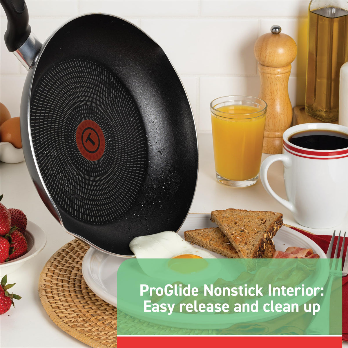 T-Fal Specialty nonstick handy pot proglide interior enhances easy release and quick cleanup.