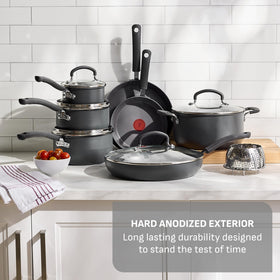 T-Fal Ultimate 12-inch covered frypan with glass lid for even heating and visibility.