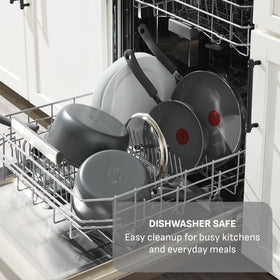 T-Fal Ultimate vented glass lids provide visibility and heat retention.