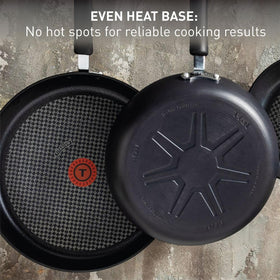 T-Fal vented tempered glass lid keeps heat visible and contained.