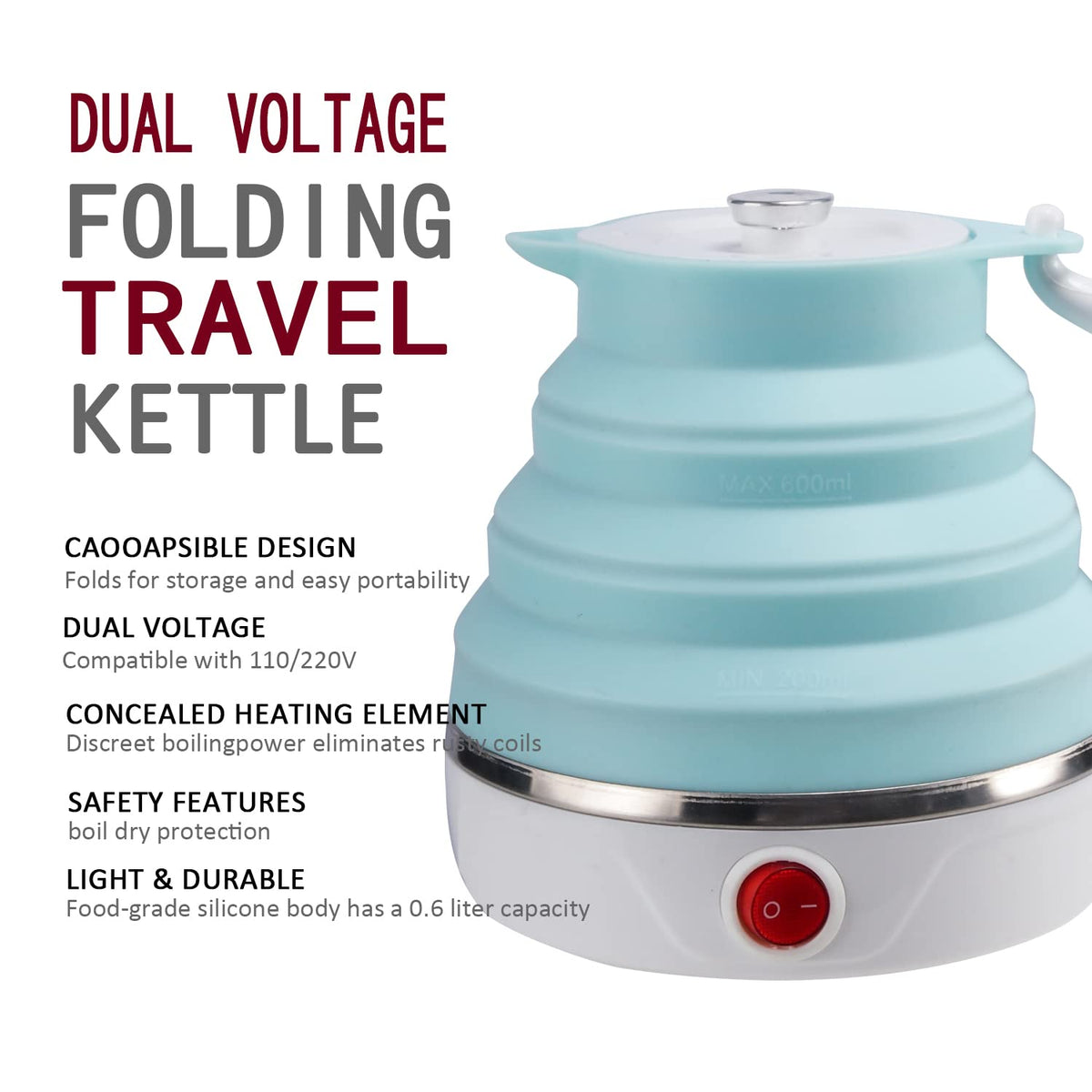 T-magitic blue kettle in use, boiling water efficiently.