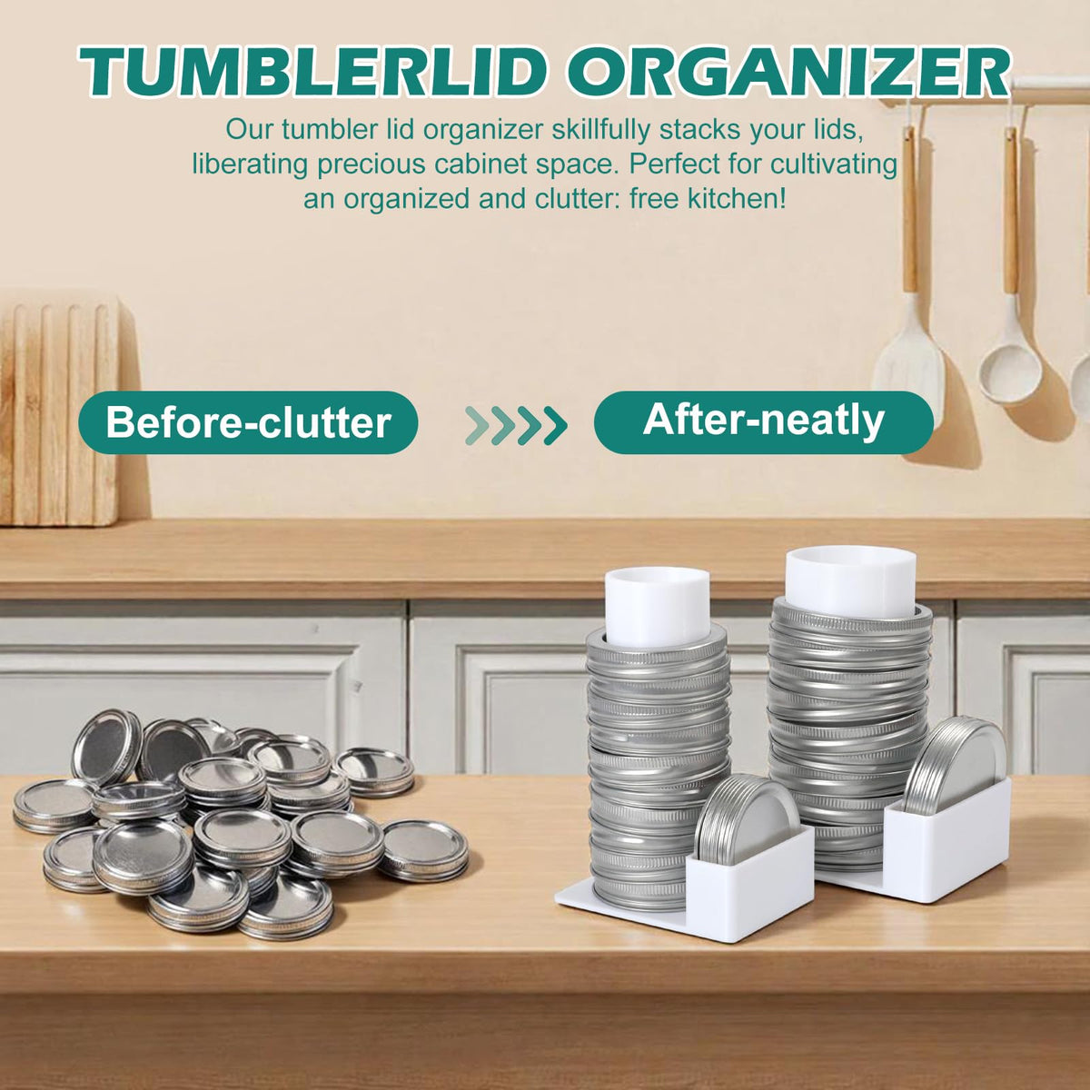 TAAMOG durable lid and ring storage holds up to 12 lids and 12 rings