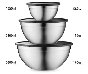 Table Concept brushed stainless bowls double as salad and serving bowls