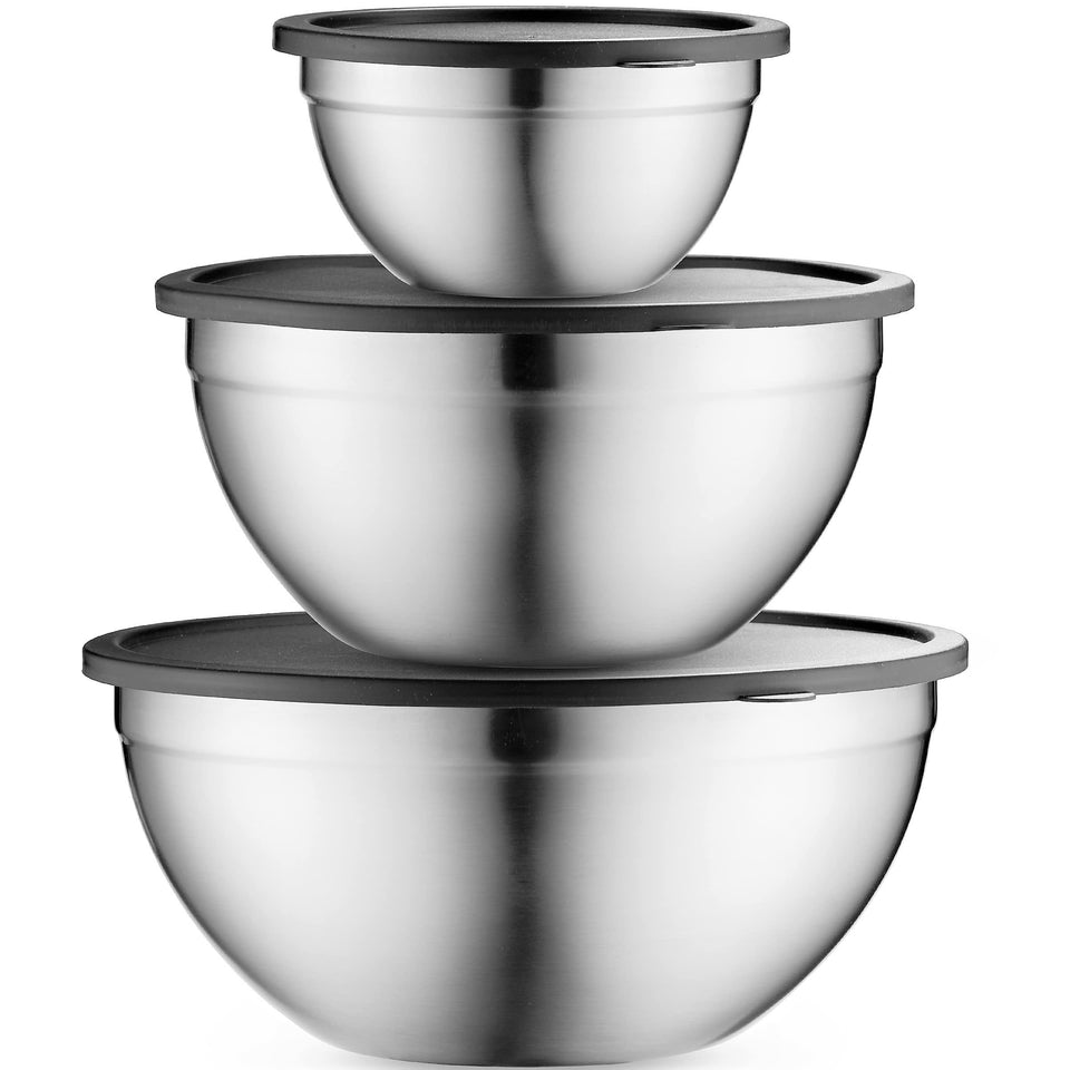 Table Concept stainless steel mixing bowls with lids for durable prep and storage