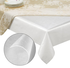 Tablecloths by Design table pad protector closeup showing vinyl shield and soft backing