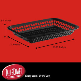 TableCraft C1079BK basket side view, sturdy HDPE for durable daily use.
