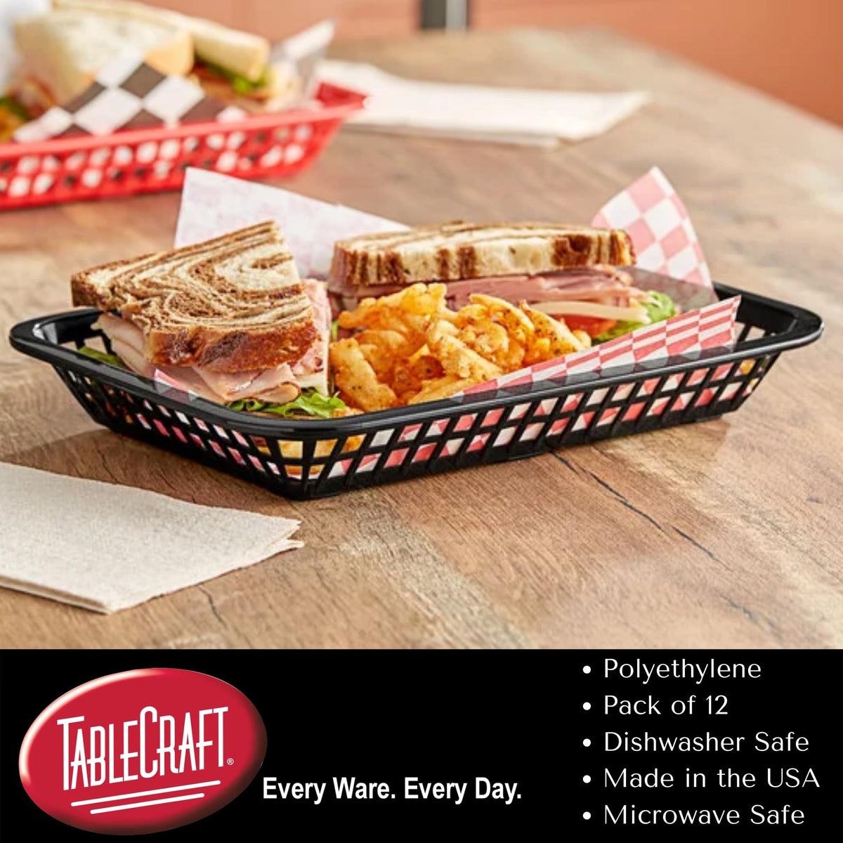 TableCraft C1079BK 12-pack basket bundle, cost-effective bulk option for high-volume service.