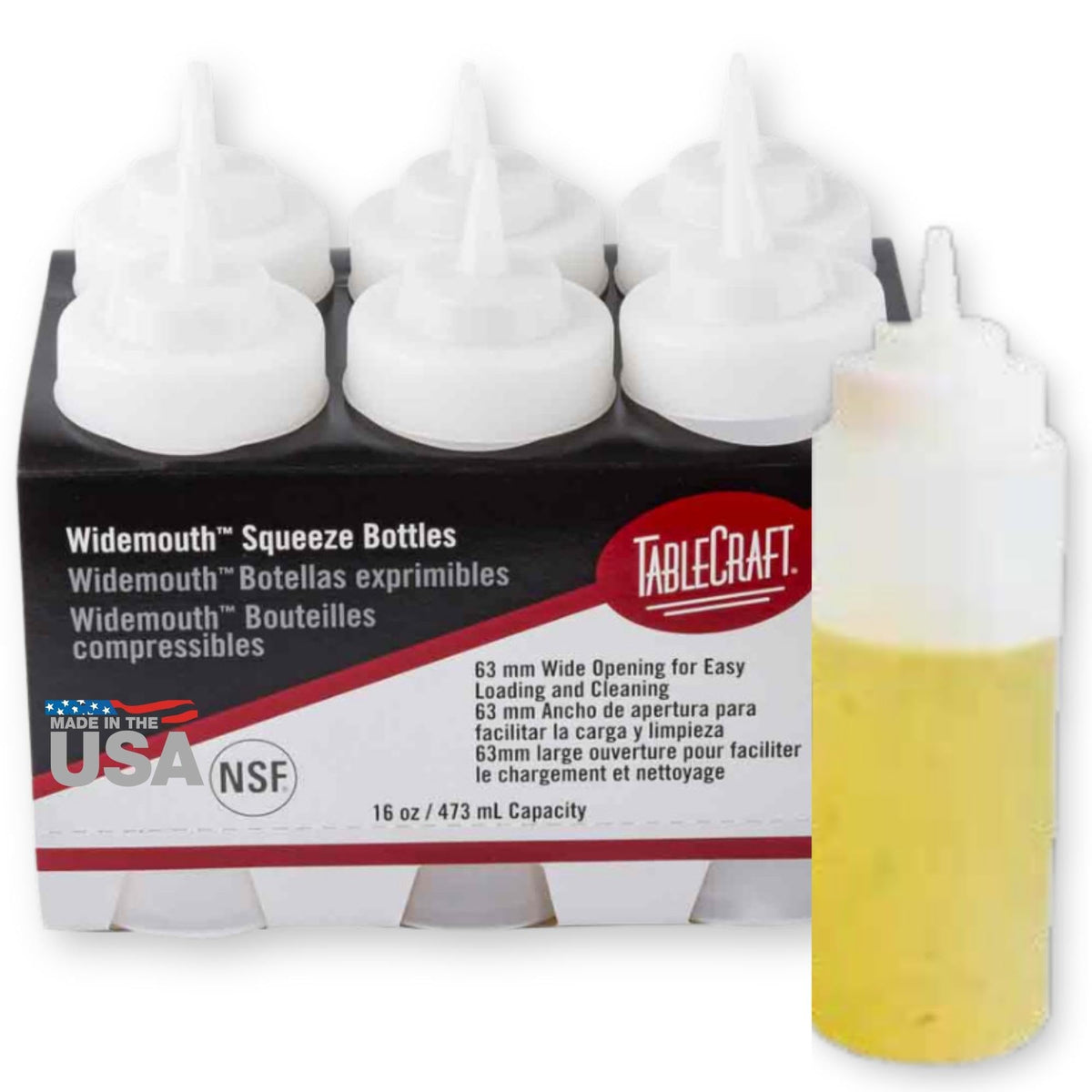 TableCraft C11663C wide-mouth bottle front view, six-pack, ready for busy kitchens.