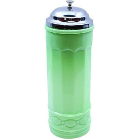 Tablecraft HJ714 straw jar with metal lid in green adds retro charm to a table