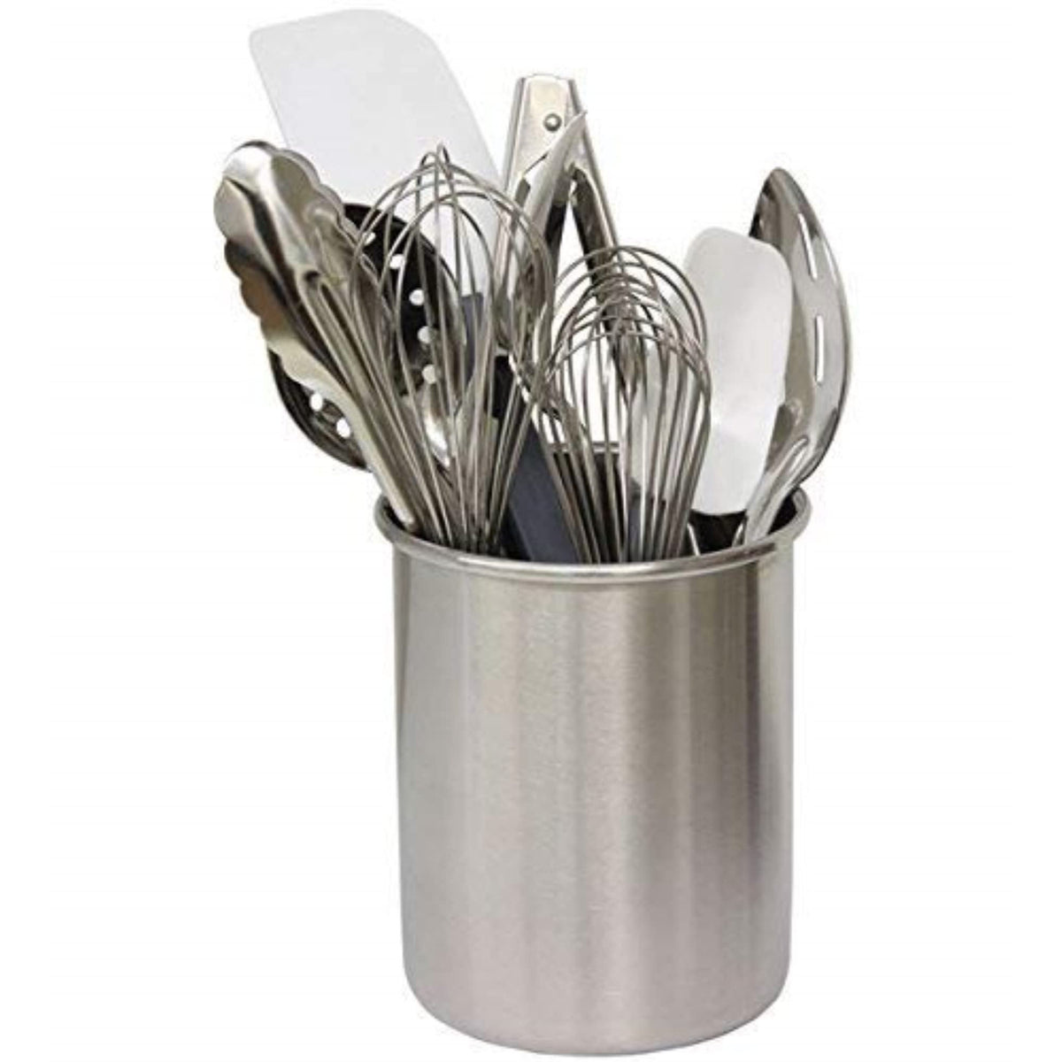 TableCraft HU2 Utensil Holder side view highlighting compact stainless steel design for easy storage