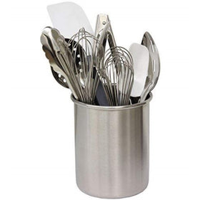 TableCraft HU2 Utensil Holder side view highlighting compact stainless steel design for easy storage