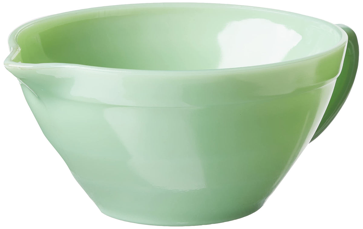 TableCraft Jadeite bowl with handle for easy transport during prep.