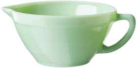 TableCraft Jadeite bowl with pour spout enables clean, precise pouring.