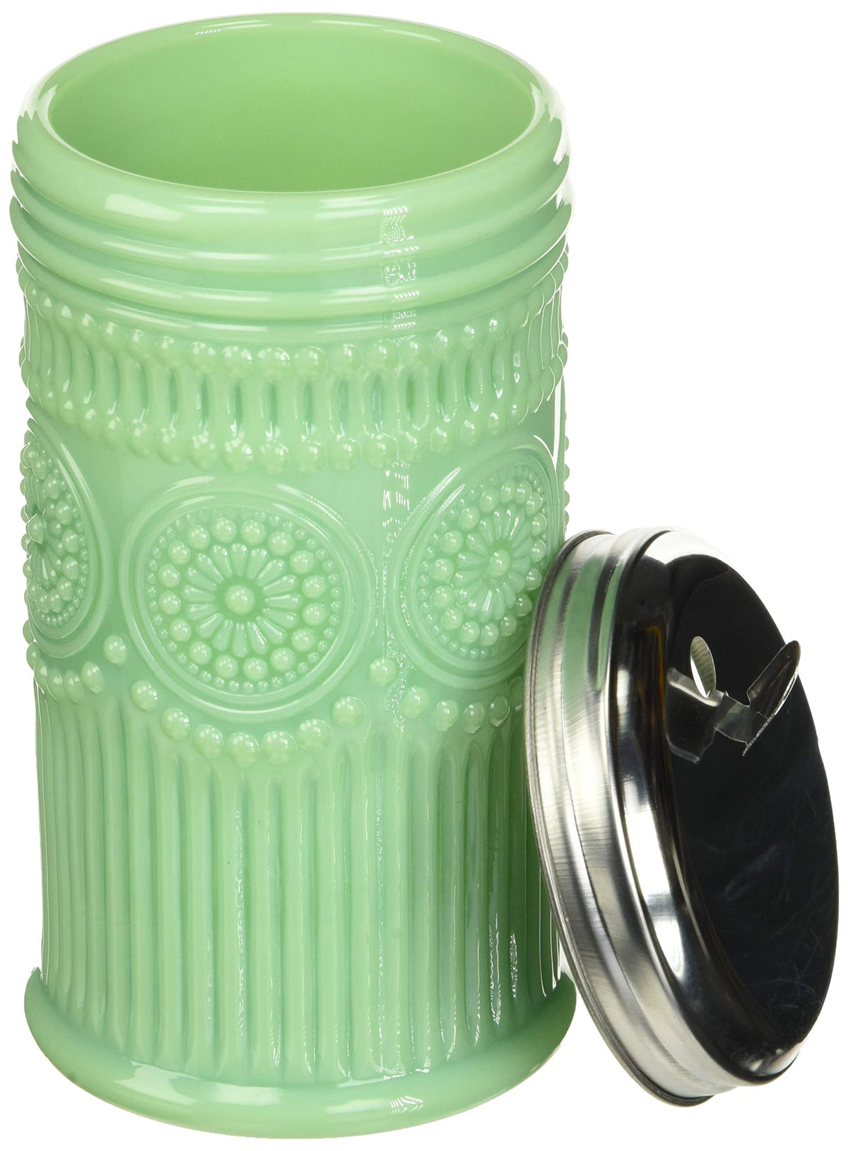 Tablecraft jadeite sugar shaker shown in a brunch scene for everyday use