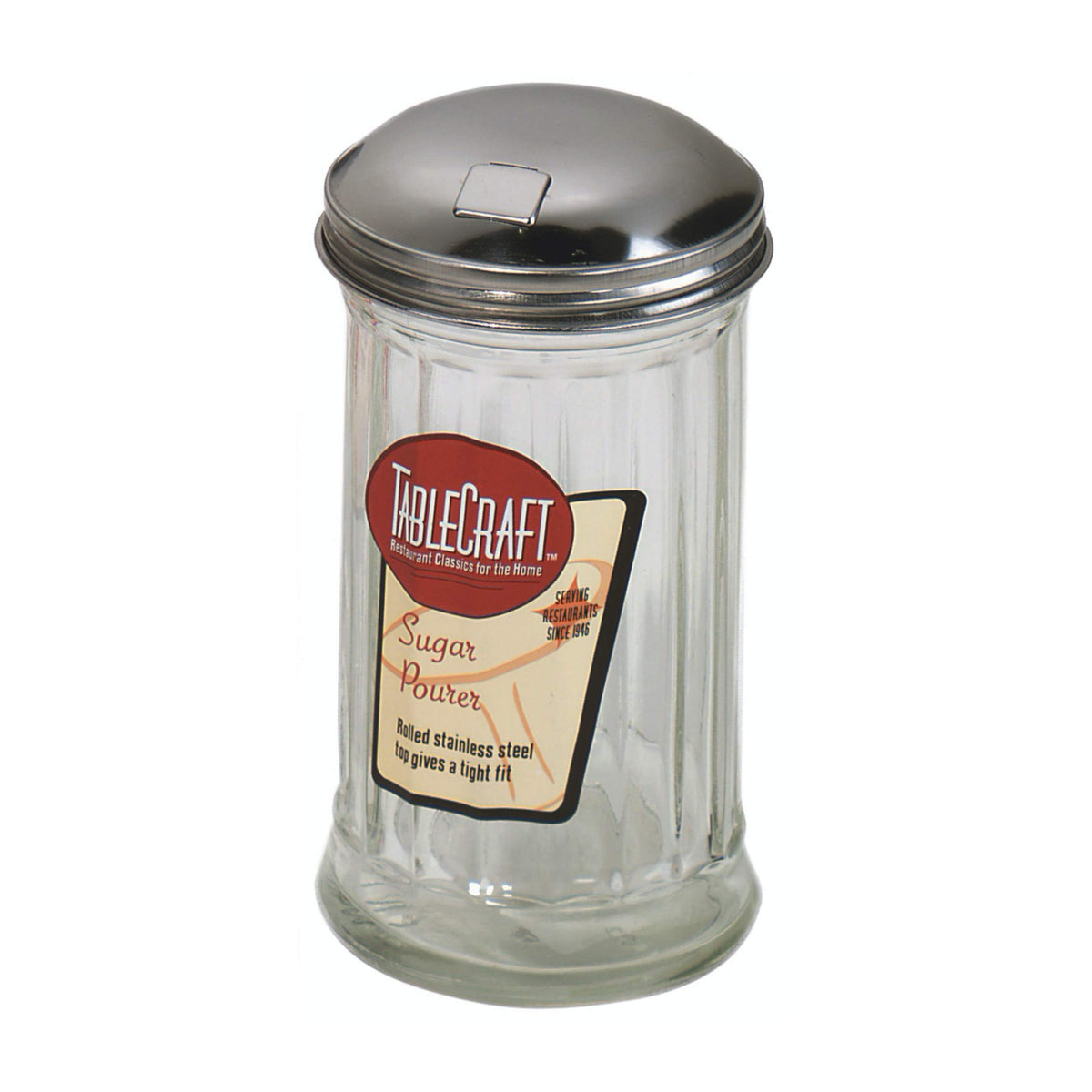 Tablecraft Sugar Pourer 12oz clear with precise pour for coffee and tea stations.