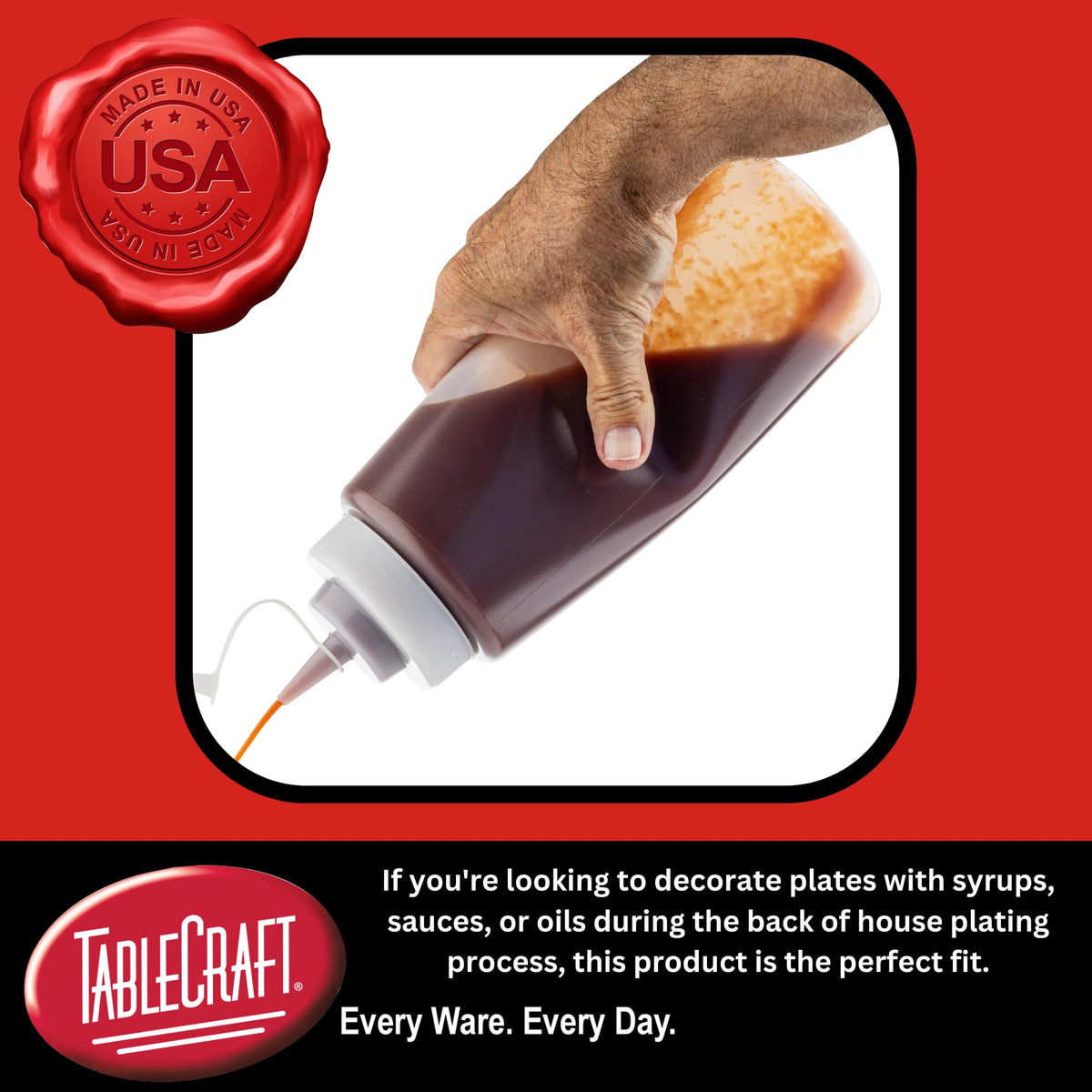 TableCraft tethered cap prevents spills during busy service