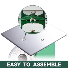 TADA 110-lb scale dial close-up with clear numbers for precise portions in busy kitchens.