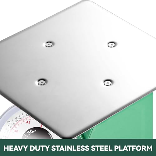 TADA 110-lb scale stainless platform ready for easy cleaning after weighing items.