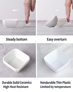 Taeochiy oven-safe porcelain dip bowls ready for reheating.