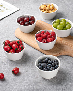 Taeochiy bowls with condiments and dipping sauces, easy cleanup