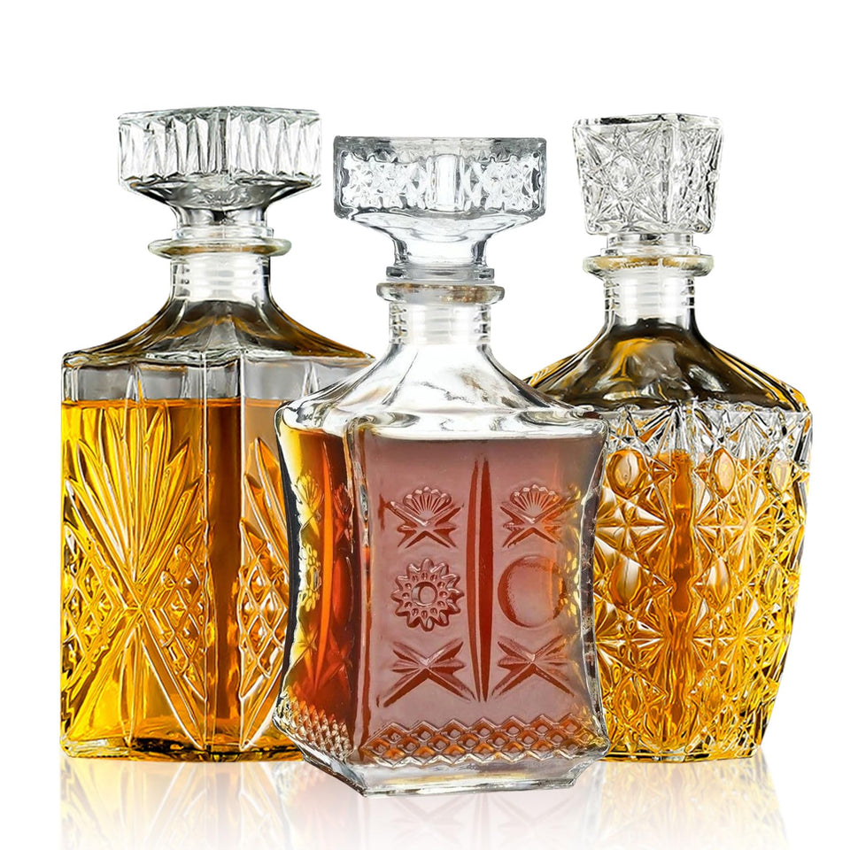 TAEYONK whiskey decanter set with floral pattern enhances display and flavor integrity