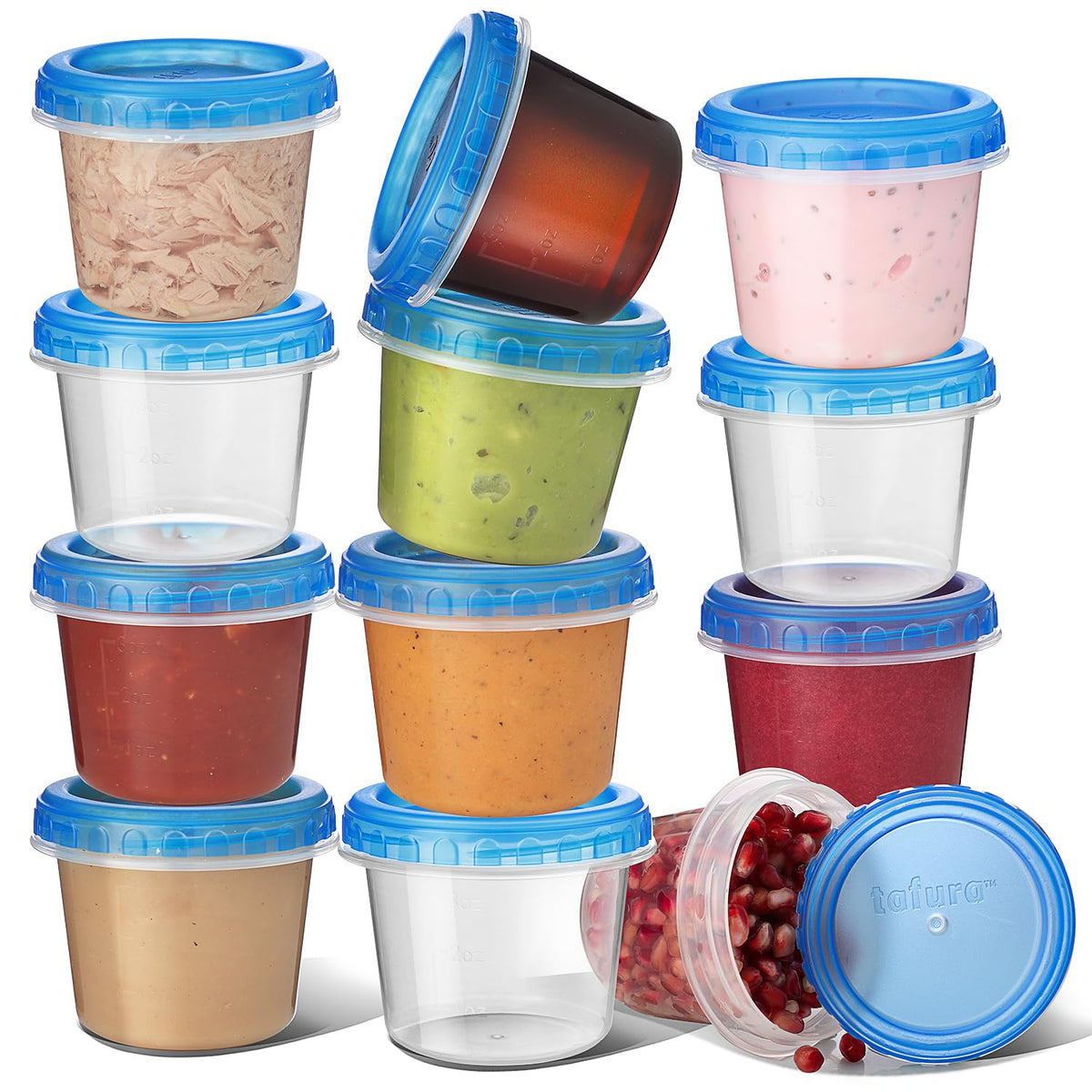 Tafura 4oz containers with lids for easy portioning and on-the-go snacks.