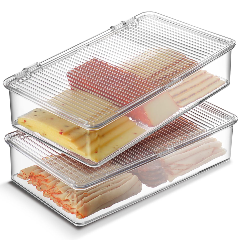 Tafura bacon container keeps deli meats fresh with a clear view.