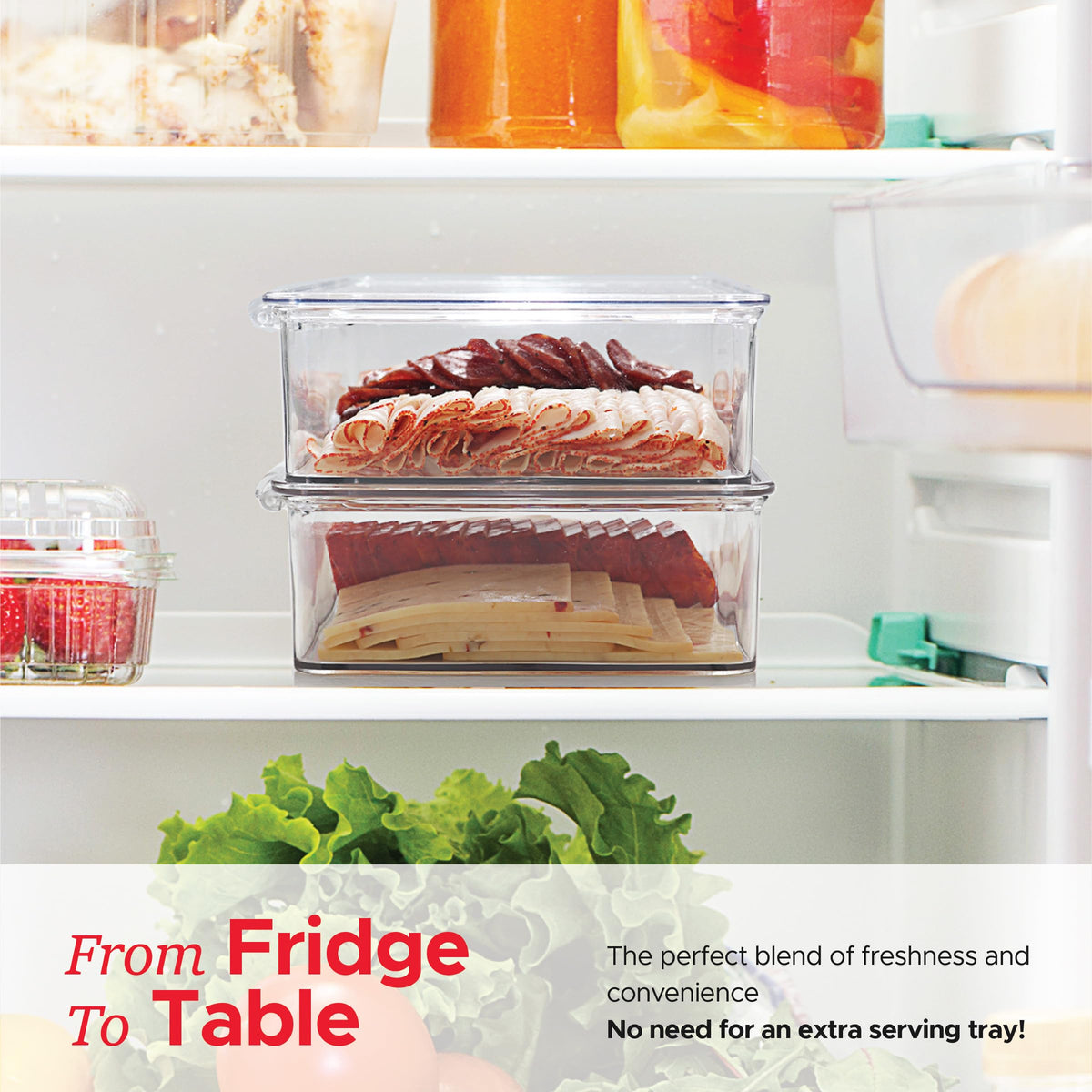 Tafura cheese and meat storage container offers quick visibility for organized deli.