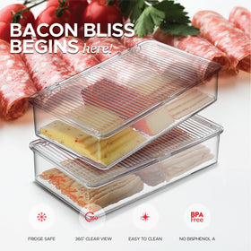 Tafura clear-view bacon container fits in tight fridge spaces for better meal prep.