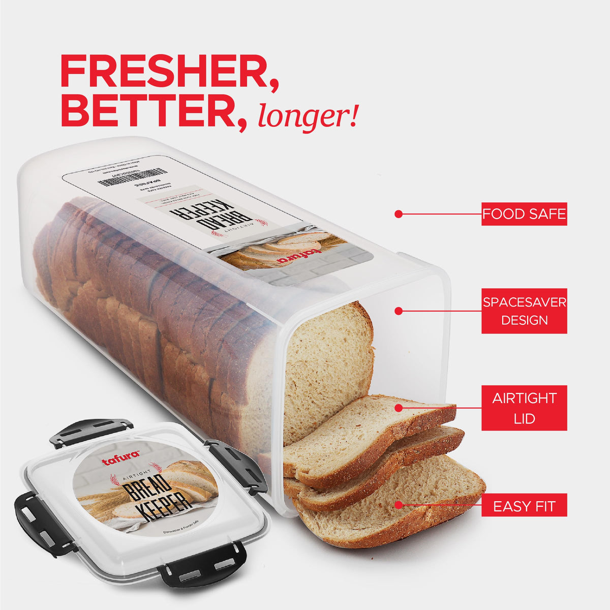 Tafura countertop bread box keeps baked goods within easy reach