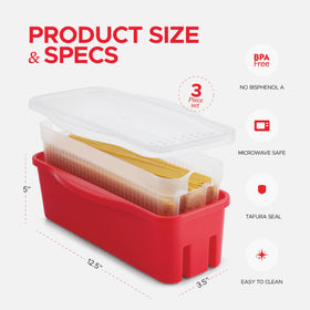 Tafura double-strainer system enabling easy draining for evenly cooked noodles.