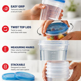 Tafura freezer-safe soup container with twist-top lid preserves flavor during transport.