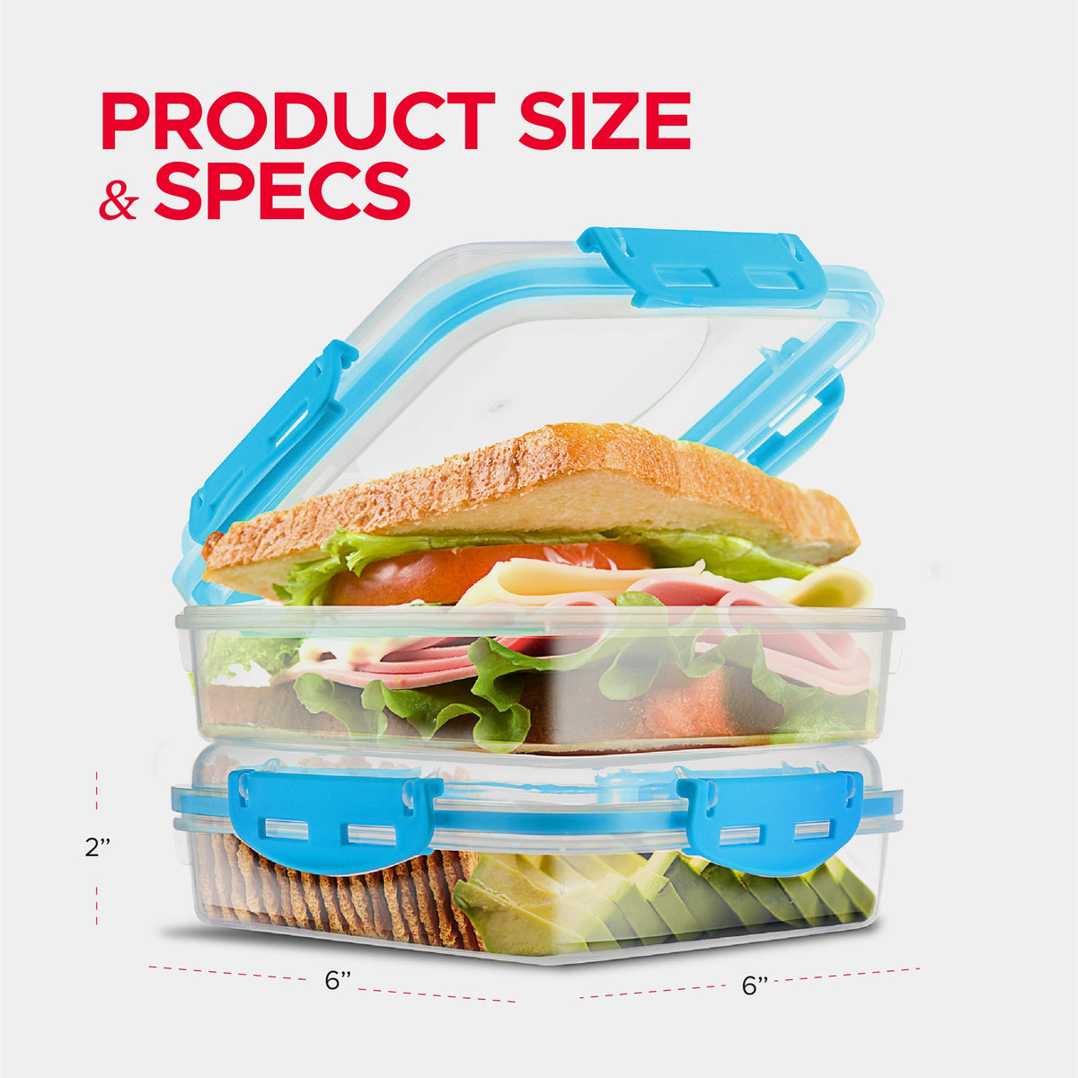 Tafura Premium Sandwich Containers fit easily in bags and lunch boxes for on-the-go meals.
