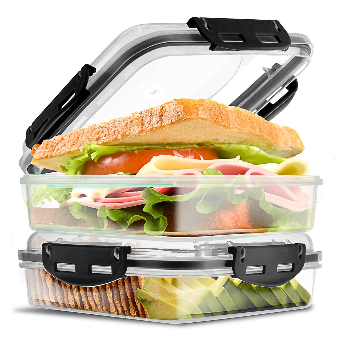 Tafura Premium Sandwich Containers with secure lids for mess-free transport.