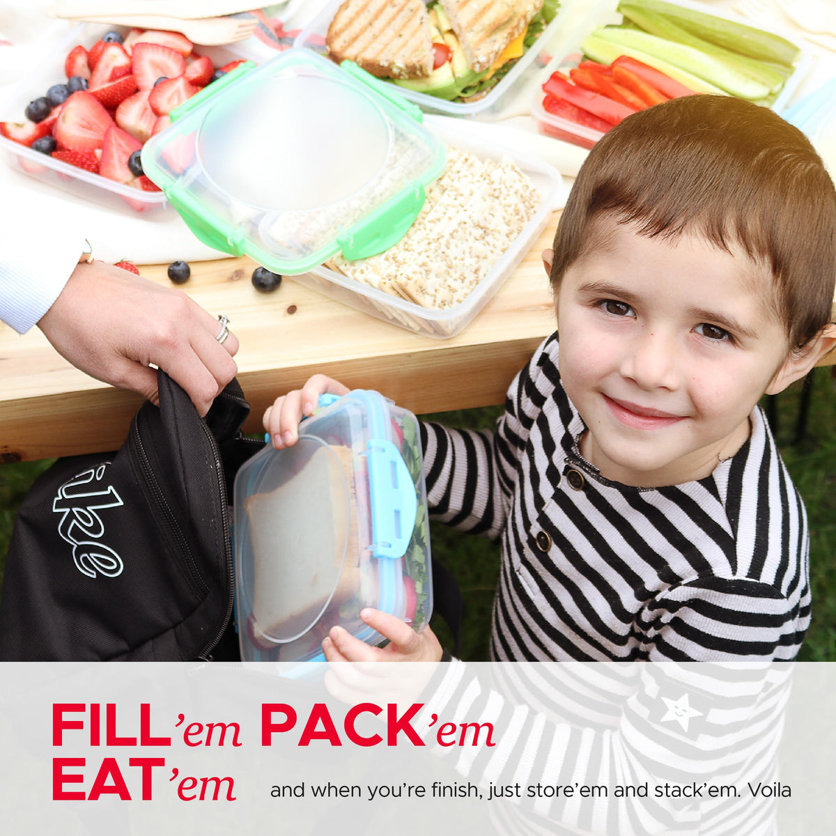 Tafura Premium Sandwich Containers showing silicone-fresh-seal for lasting freshness.