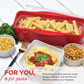 Tafura versatile cooker handles vegetables and rice alongside pasta for simple meals.