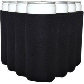 TahoeBay slim can cooler sleeves in black demonstrating sleek, durable blank for DIY projects
