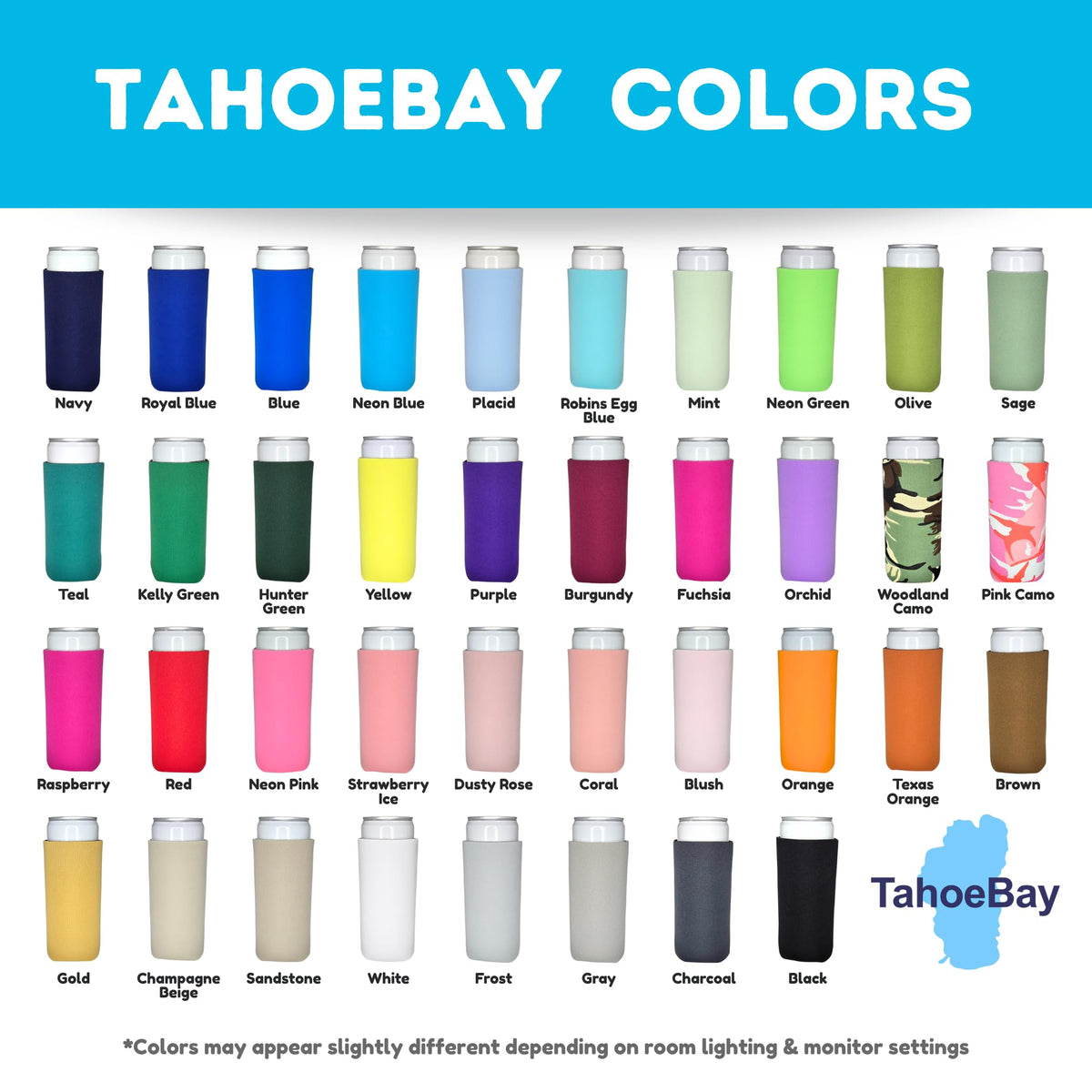 TahoeBay slim can cooler sleeves ready for heat press or vinyl transfers