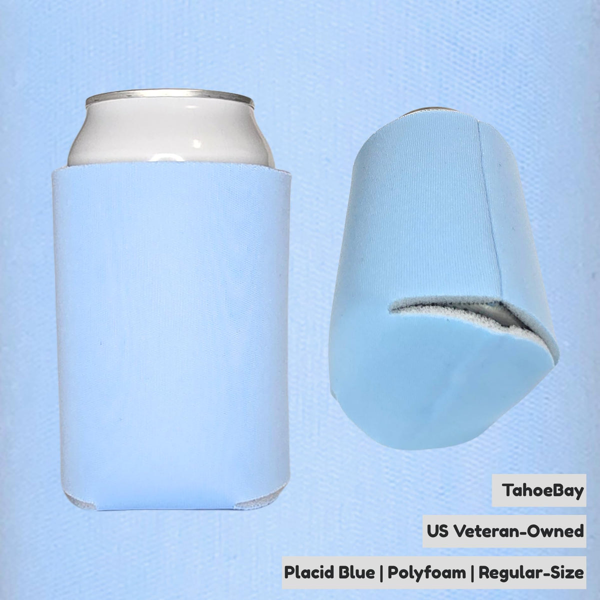 TahoeBay sublimation blank cooler sleeves laid flat for heat transfer projects.