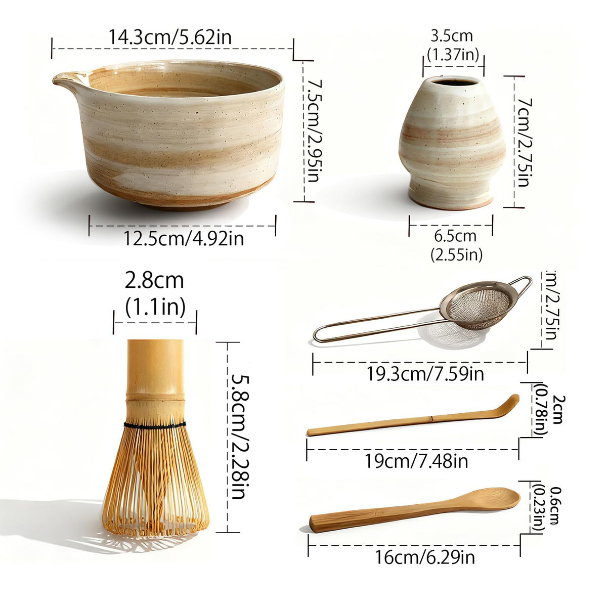 TAICORE ceramic matcha bowl with spout for smooth pouring and control