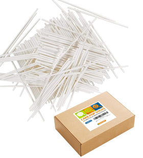 TAIHUIMY 6-inch white paper lollipop sticks for cake pops, food-safe and durable.