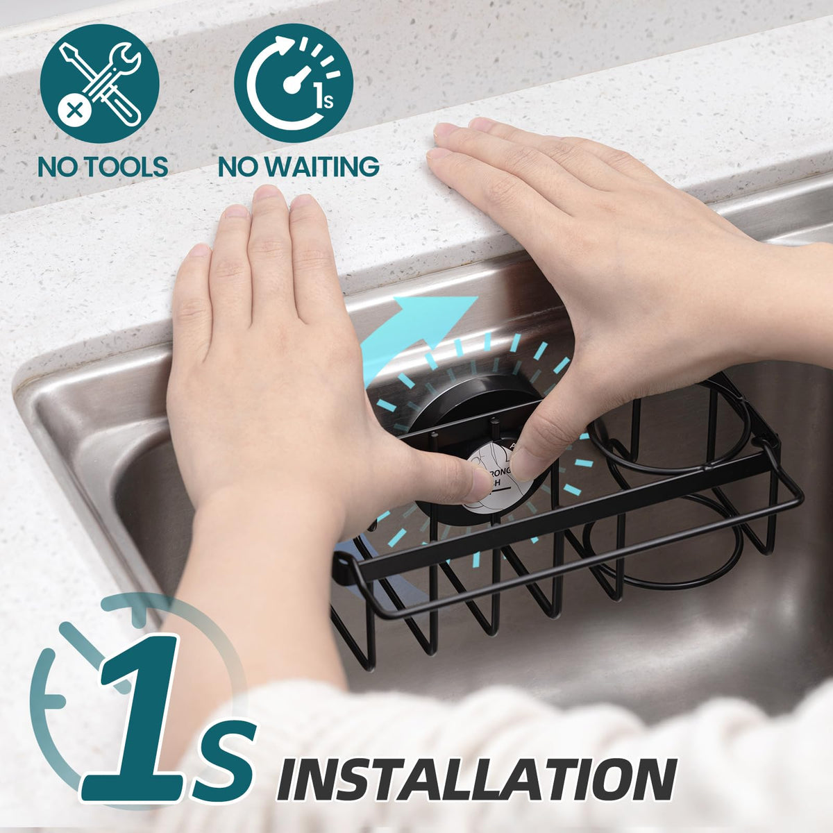TAILI 4-in-1 sink caddy organizes sponges, brushes, and scrubbers for quick kitchen access