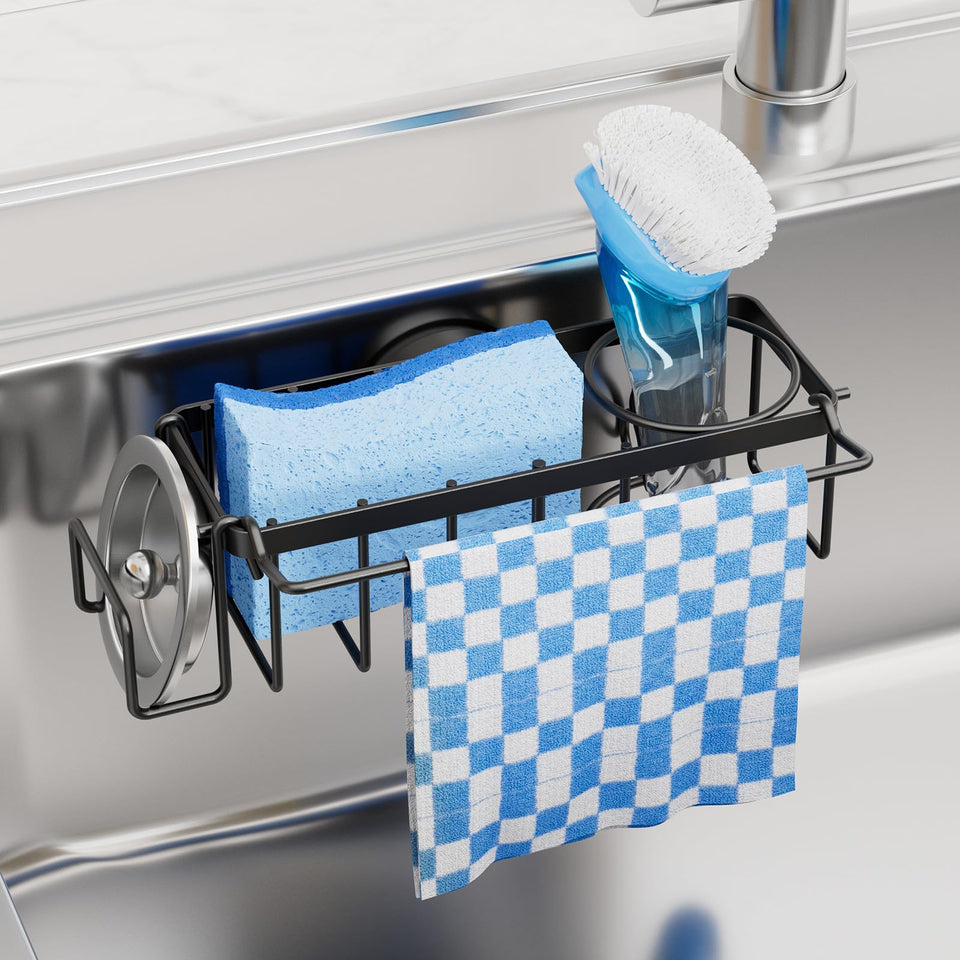 TAILI 4-in-1 sink caddy with suction cup keeps sponges organized and within reach