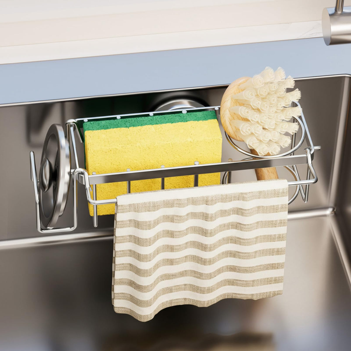 TAILI 4-in-1 sponge holder on sink keeps sponges tidy and dry