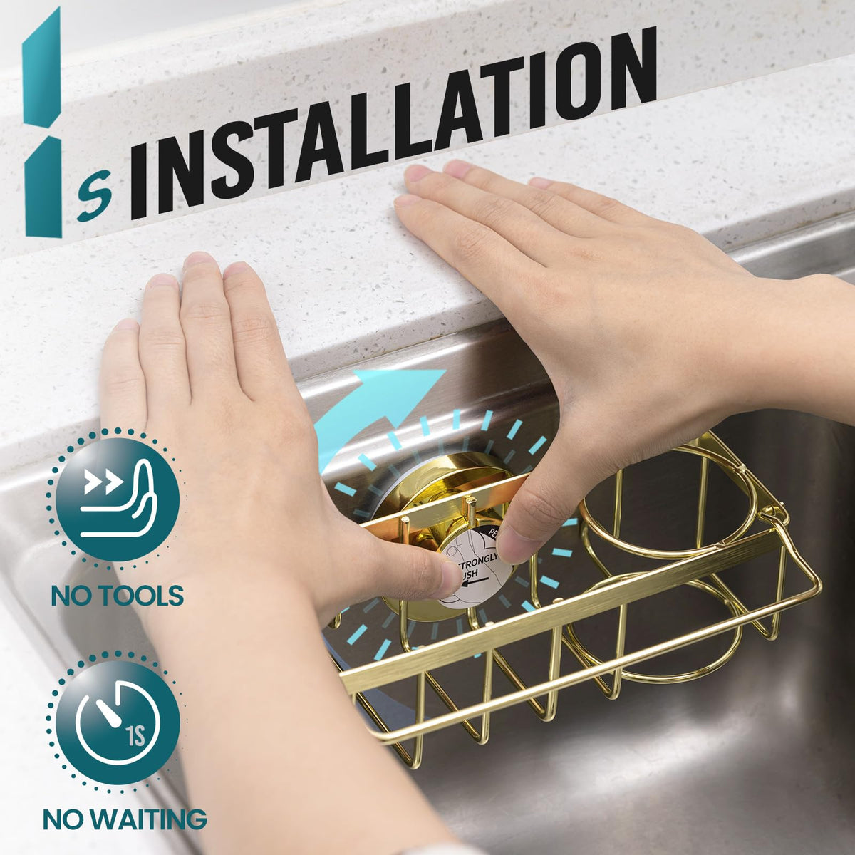 TAILI 4in1-sink-caddy neatly stores sponge and brushes.