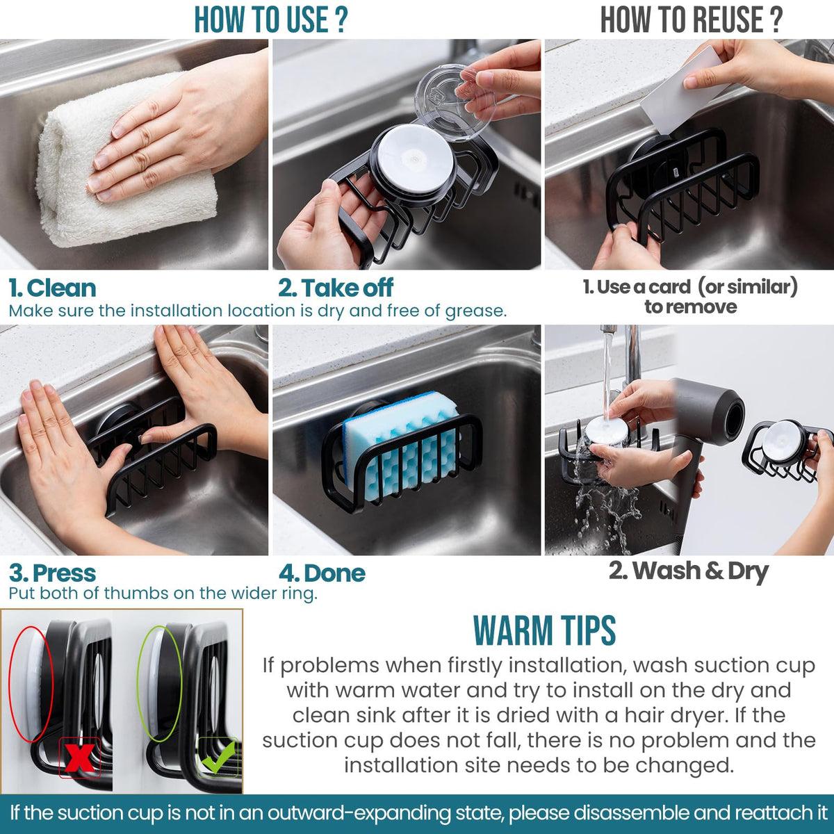 TAILI dish brush and sponge organizer keeps tools accessible